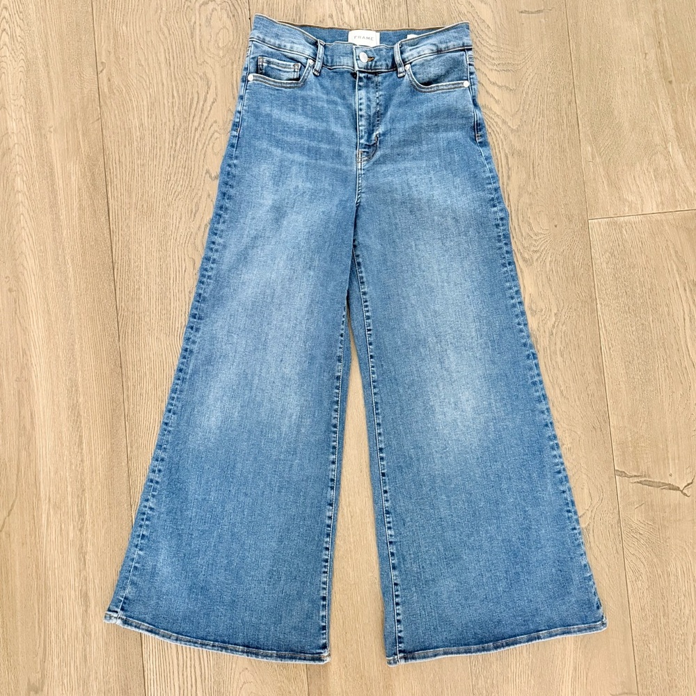 Frame Le Palazzo Crop Mermaid Wide Leg Flare Jeans 29